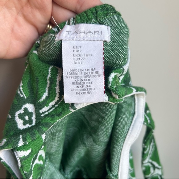 Tahari Green & White Kids Sleeveless Sundress - US 7 - Picture 6 of 9